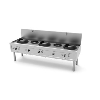 FOURNEAU WOK GAZ, 5 BRULEURS, L 2450 MM YWK532