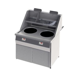 FRITEUSE GAZ HAUT RENDEMENT, CUVE RONDE 2 x 18 L, ELECTRONIQUE RFGS2 SOFINOR