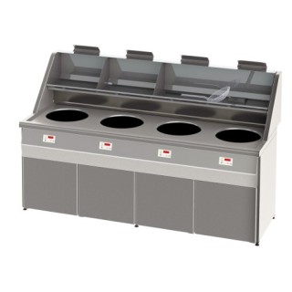 FRITEUSE GAZ HAUT RENDEMENT, CUVE RONDE 4 x 18 L, ELECTRONIQUE RFGS4 SOFINOR