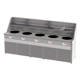 HOOG RENDEMENT GAS FRITEUSE, RONDE KUIP 5 x 18 L, ELECTRONISCH RFGS5 SOFINOR