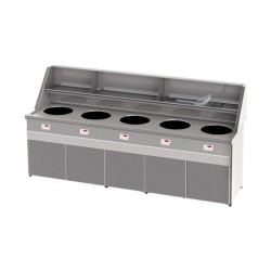 HOOG RENDEMENT GAS FRITEUSE, RONDE KUIP 5 x 18 L, ELECTRONISCH RFGS5 SOFINOR