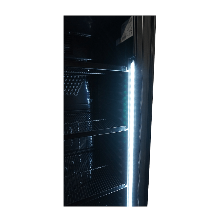 RÉFRIGÉRATEUR 1 PORTE EN VERRE 382L NOIR SANS CANOPY