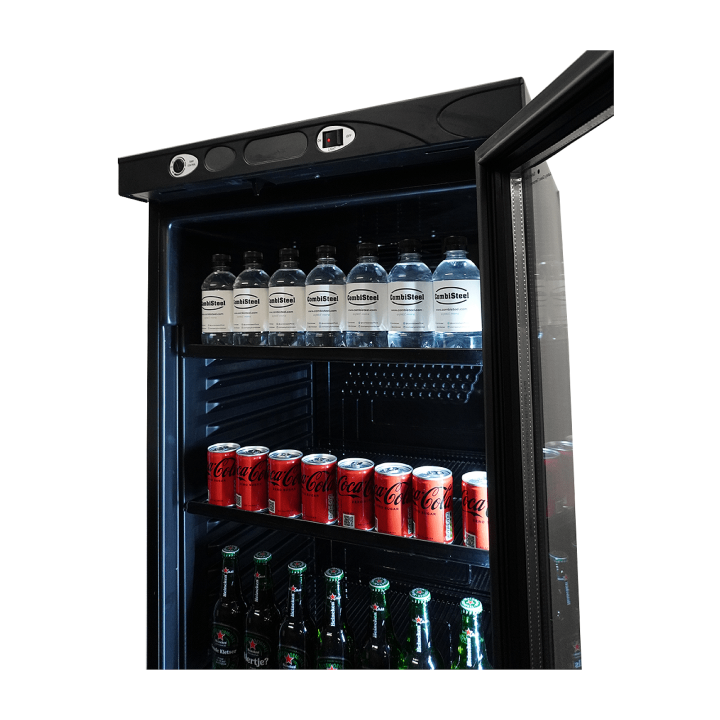 RÉFRIGÉRATEUR 1 PORTE EN VERRE 382L NOIR SANS CANOPY