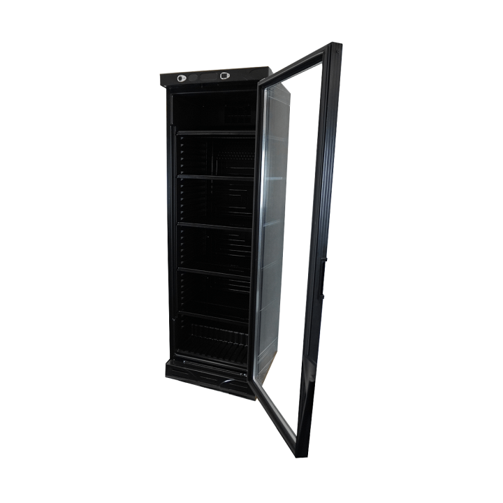 RÉFRIGÉRATEUR 1 PORTE EN VERRE 382L NOIR SANS CANOPY
