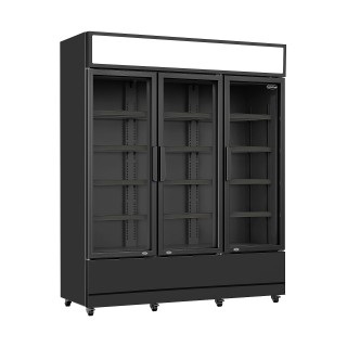 RÉFRIGÉRATEUR 3 PORTES EN VERRE NOIR FCU-1200 BL