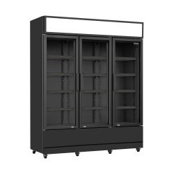 RÉFRIGÉRATEUR 3 PORTES EN VERRE NOIR FCU-1200 BL
