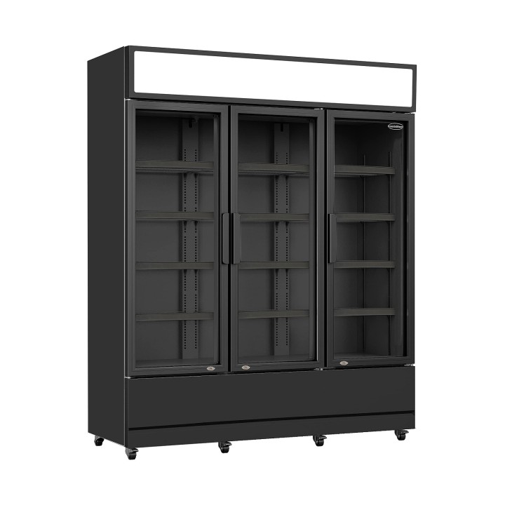 RÉFRIGÉRATEUR 3 PORTES EN VERRE NOIR FCU-1200 BL