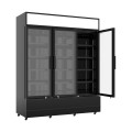 RÉFRIGÉRATEUR 3 PORTES EN VERRE NOIR FCU-1200 BL
