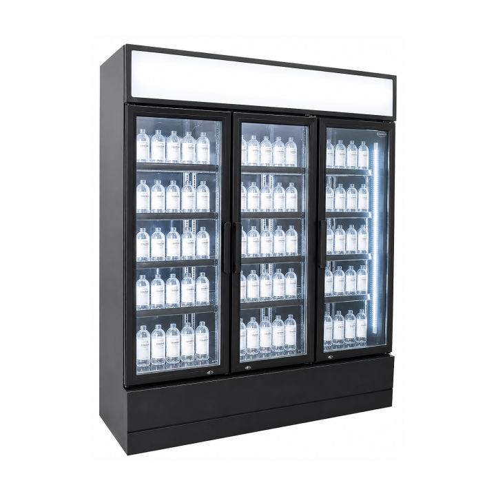RÉFRIGÉRATEUR 3 PORTES EN VERRE NOIR FCU-1200 BL