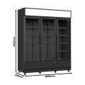 RÉFRIGÉRATEUR 3 PORTES EN VERRE NOIR FCU-1200 BL