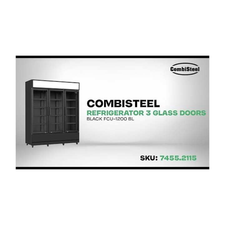 RÉFRIGÉRATEUR 3 PORTES EN VERRE NOIR FCU-1200 BL