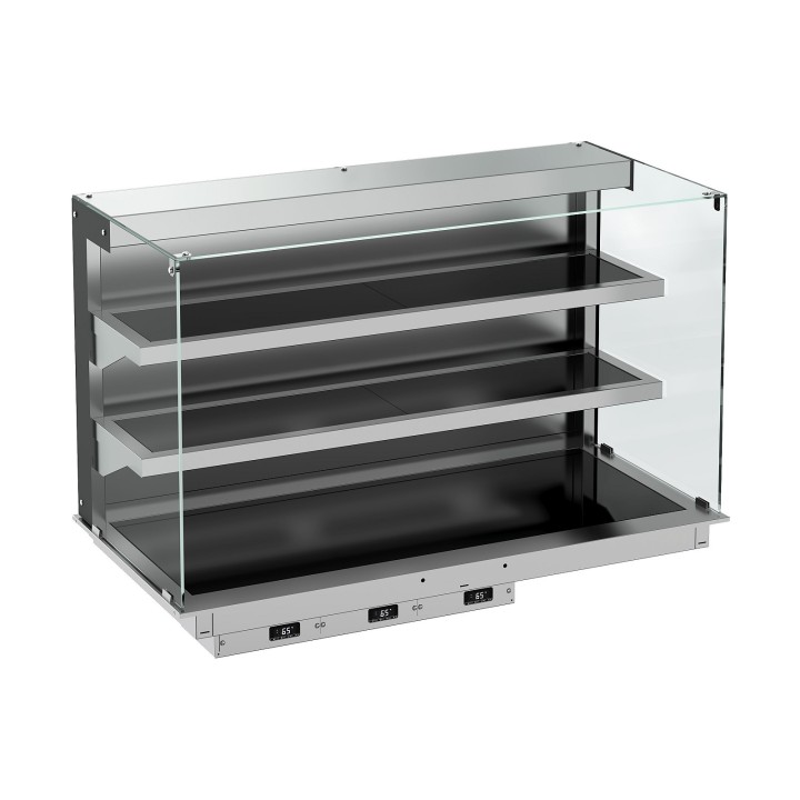 DROP-IN VITRINE CUBIQUE CHAUFFANTE AVEC PLAQUE VITRO CERAMIQUE MODELE MURAL - NOIR 3/1
