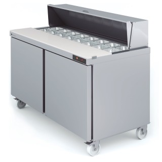 BEREIDINGSKOELTAFEL 2 DEUREN - 16 x GN 1/6 - AMERIKAANSE STIJL FSDT-60-16 CORECO