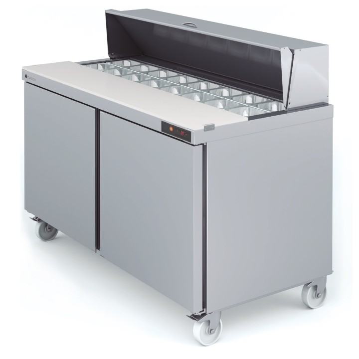 FRIGO TABLE DE PREPARATION 2 PORTES - 16 x GN 1/6 - AMERCAN STYLE FSDT-60-16 CORECO