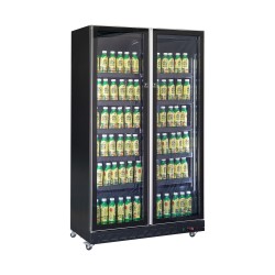 RÉFRIGÉRATEUR 2 PORTES EN VERRE NOIR