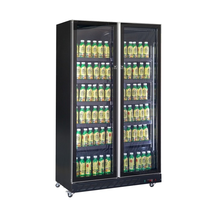 RÉFRIGÉRATEUR 2 PORTES EN VERRE NOIR