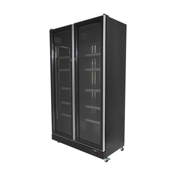 RÉFRIGÉRATEUR 2 PORTES EN VERRE NOIR