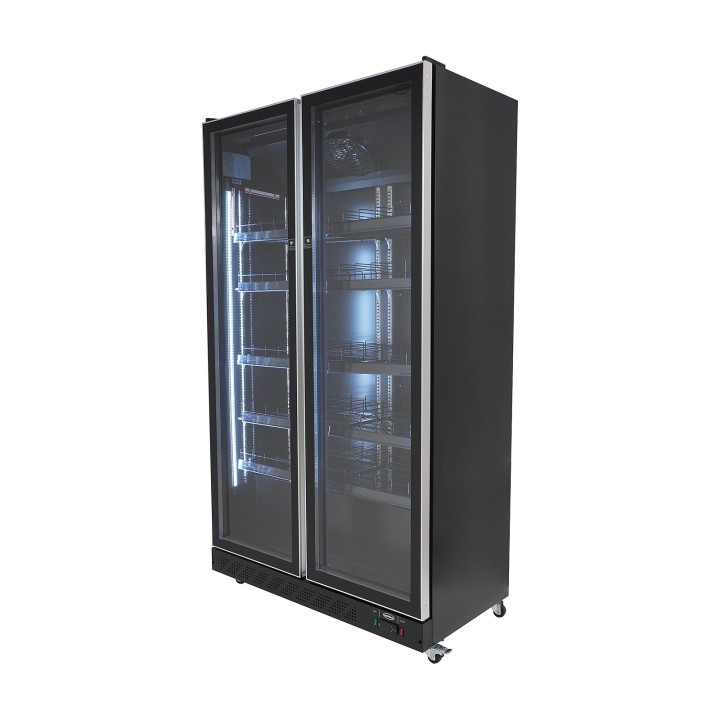 RÉFRIGÉRATEUR 2 PORTES EN VERRE NOIR