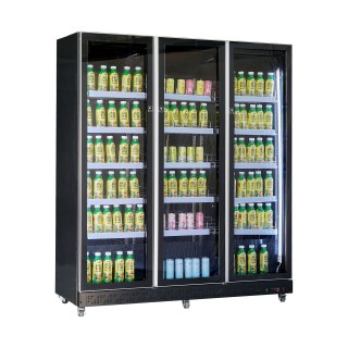 RÉFRIGÉRATEUR 3 PORTES EN VERRE NOIR