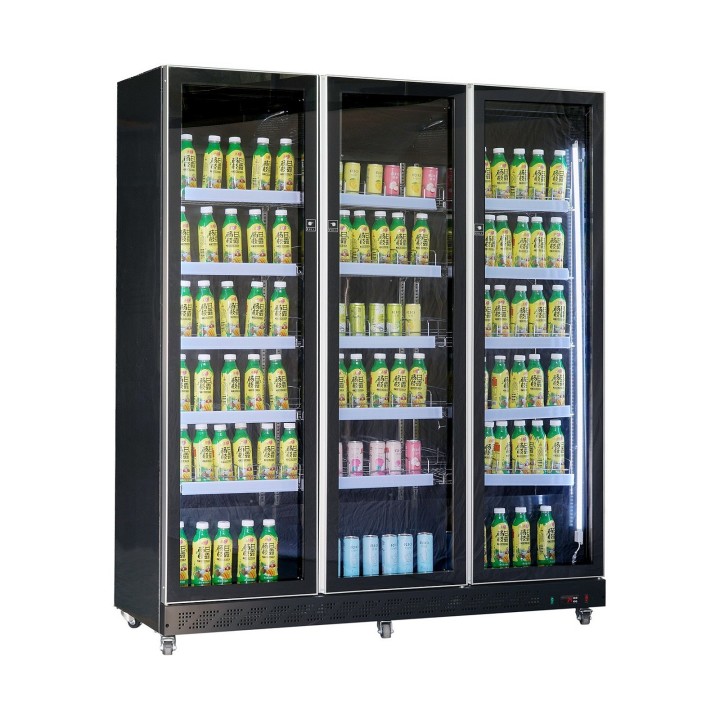 RÉFRIGÉRATEUR 3 PORTES EN VERRE NOIR
