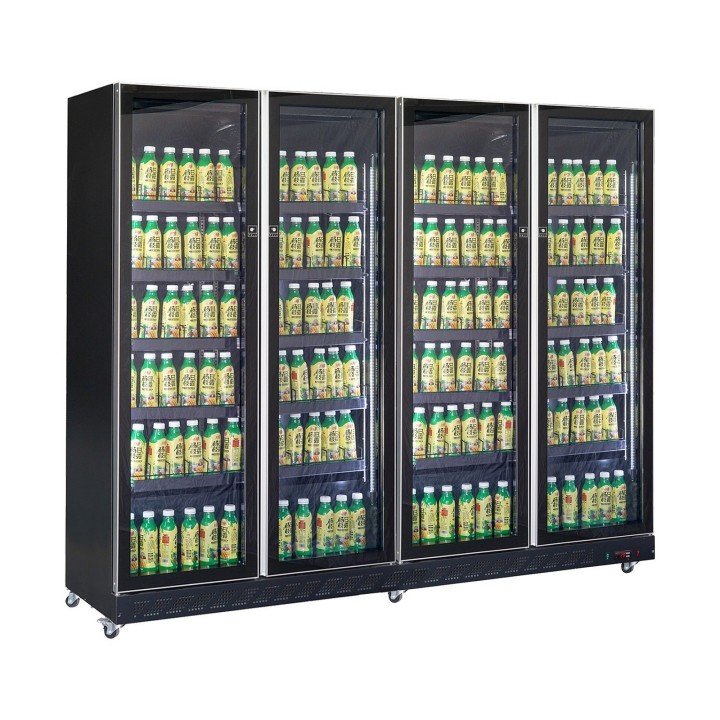 RÉFRIGÉRATEUR 4 PORTES EN VERRE NOIR  *TRANSPORT SUR DEMANDE*
