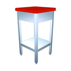 GEBALLASTEERDE BEENHOUWERSSLAGBLOK MET WERKBLAD IN ROOD POLYPROPYLEEN - L 500 x P 500 MM JBB5050R FRICOSMOS