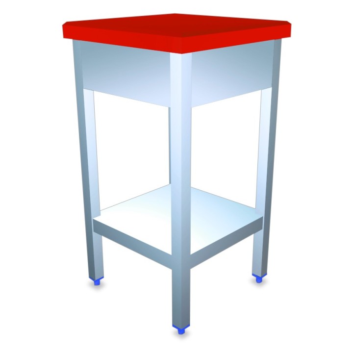 GEBALLASTEERDE BEENHOUWERSSLAGBLOK MET WERKBLAD IN ROOD POLYPROPYLEEN - L 500 x P 500 MM JBB5050R FRICOSMOS