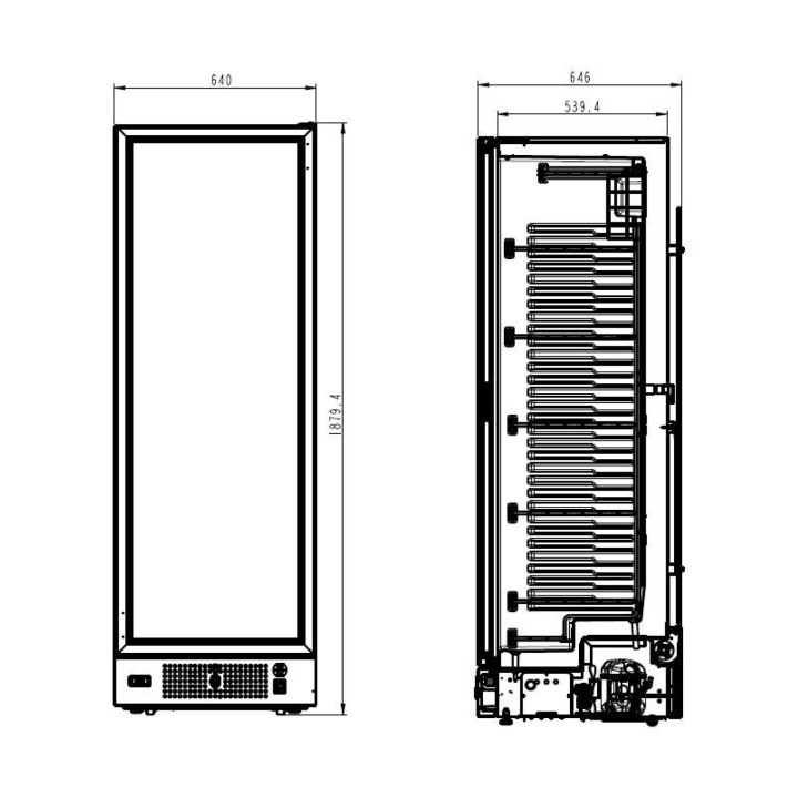 CONGÉLATEUR 1 PORTE EN VERRE NOIR 382L