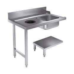 TABLE D'APPROVISIONEMENT ÉTAGÈRE AVEC TROU DÉCHETS 1200 À GAUCHE POUR 7280.0045-0046