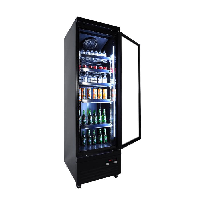 RÉFRIGÉRATEUR 1 PORTE EN VERRE NOIR CEB-500R BL