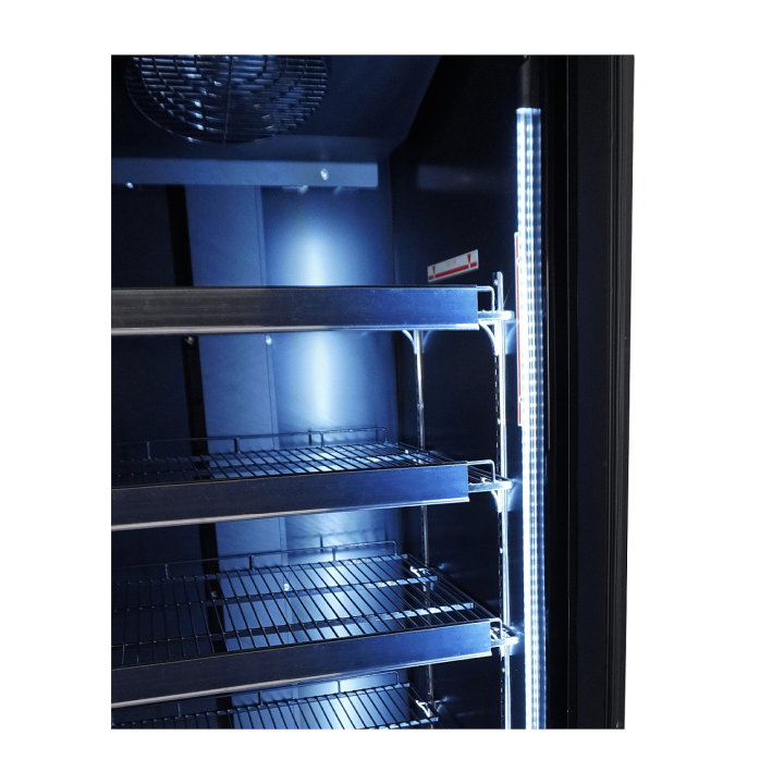 RÉFRIGÉRATEUR 1 PORTE EN VERRE NOIR CEB-500R BL