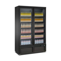 RÉFRIGÉRATEUR 2 PORTES EN VERRE NOIR CEB-1200R BL