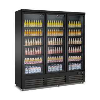 RÉFRIGÉRATEUR 3 PORTES EN VERRE NOIR CEB-1600R BL