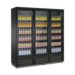 RÉFRIGÉRATEUR 3 PORTES EN VERRE NOIR CEB-1600R BL