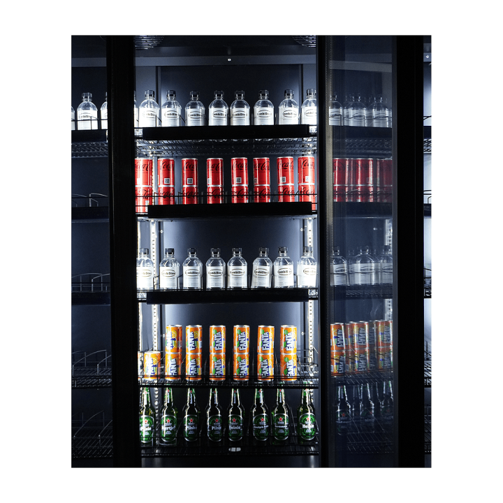 RÉFRIGÉRATEUR 3 PORTES EN VERRE NOIR CEB-1600R BL