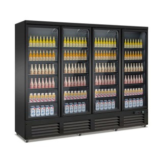RÉFRIGÉRATEUR 4 PORTES EN VERRE NOIR CEB-2000R BL   *TRANSPORT SUR DEMANDE*