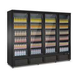 RÉFRIGÉRATEUR 4 PORTES EN VERRE NOIR CEB-2000R BL   *TRANSPORT SUR DEMANDE*