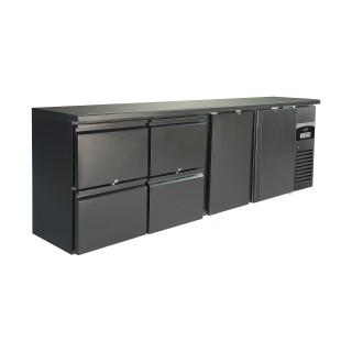 ARRIÈRE BAR RÉFRIGÉRÉE NOIR 2 PORTES ET 2 TIROIRS  *TRANSPORT SUR DEMANDE*