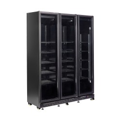 RÉFRIGÉRATEUR 3 PORTES EN VERRE NOIR NAP-1200  *TRANSPORT SUR DEMANDE*