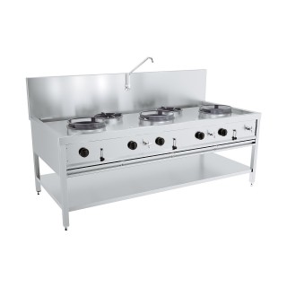TABLE WOK À GAZ 3X17KW + 2X9KW