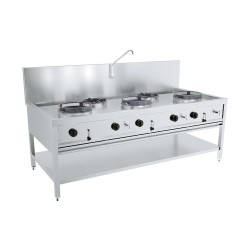 TABLE WOK À GAZ 3X17KW + 2X9KW