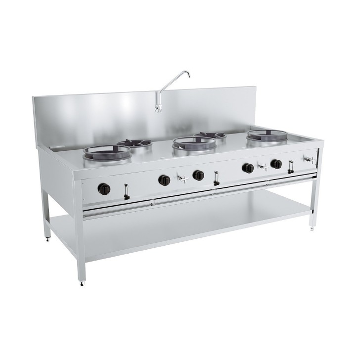 TABLE WOK À GAZ 3X17KW + 2X9KW