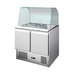 Saladette réfrigérée 2 portes + Vitres Bombées , 900 x 700 x 1330 mm