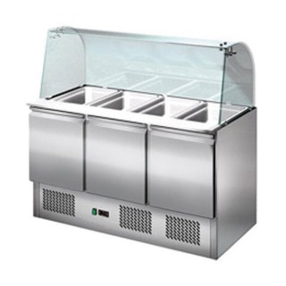 Saladette réfrigérée 3 portes + Vitres Bombées - 1365 x 700 x 1330 mm