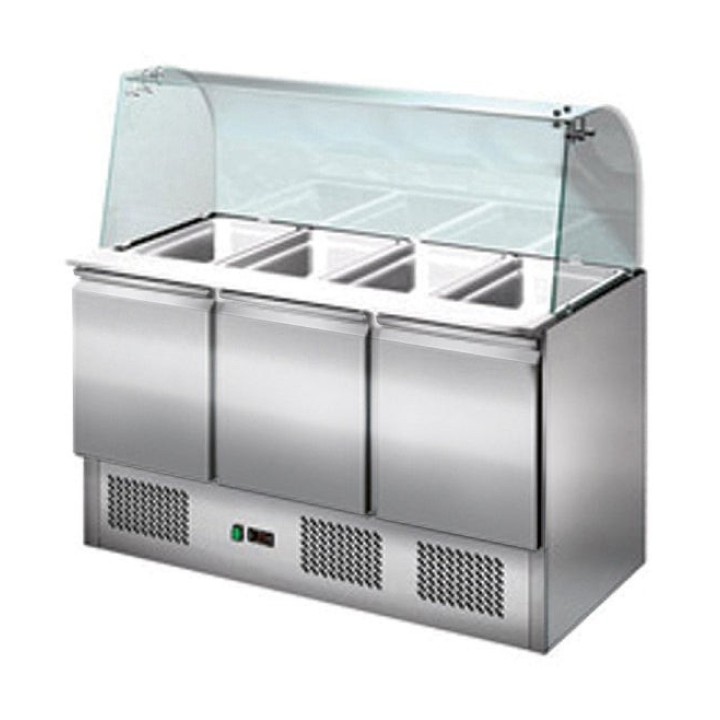Saladette réfrigérée 3 portes + Vitres Bombées - 1365 x 700 x 1330 mm