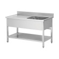 Plonge en inox - 1 Bac - égouttoir à gauche , 1000 x 600 x 850 mm