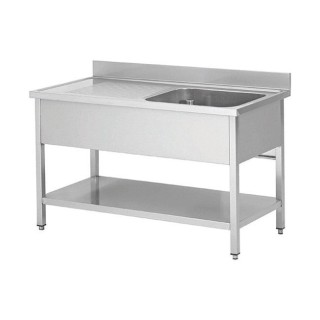 Plonge en inox - 1 Bac - égouttoir à gauche , 1000 x 700 x 850 mm