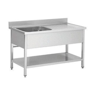 Plonge en inox - 1 Bac - égouttoir à droite , 1200 x 600 x850 mm