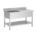 Plonge en inox - 1 Bac - égouttoir à droite , 1200 x 700 x850 mm