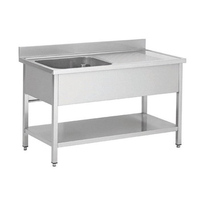 Plonge en inox - 1 Bac - égouttoir à droite , 1200 x 700 x850 mm